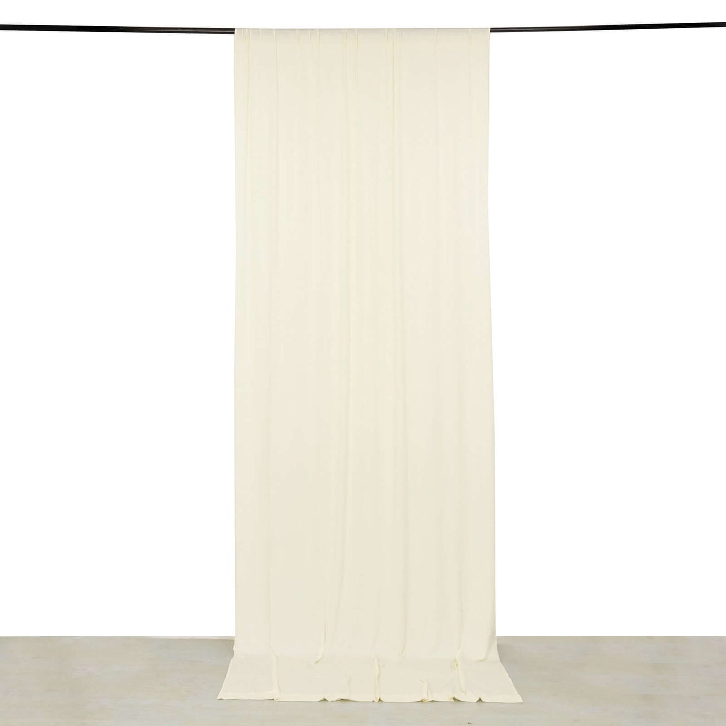 Ivory 4-Way Stretch Spandex Event Curtain Drapes, Wrinkle Free Backdrop Event Panel with Rod Pockets - 5ftx12ft