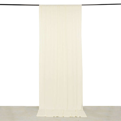 Ivory 4-Way Stretch Spandex Event Curtain Drapes, Wrinkle Free Backdrop Event Panel with Rod Pockets - 5ftx12ft