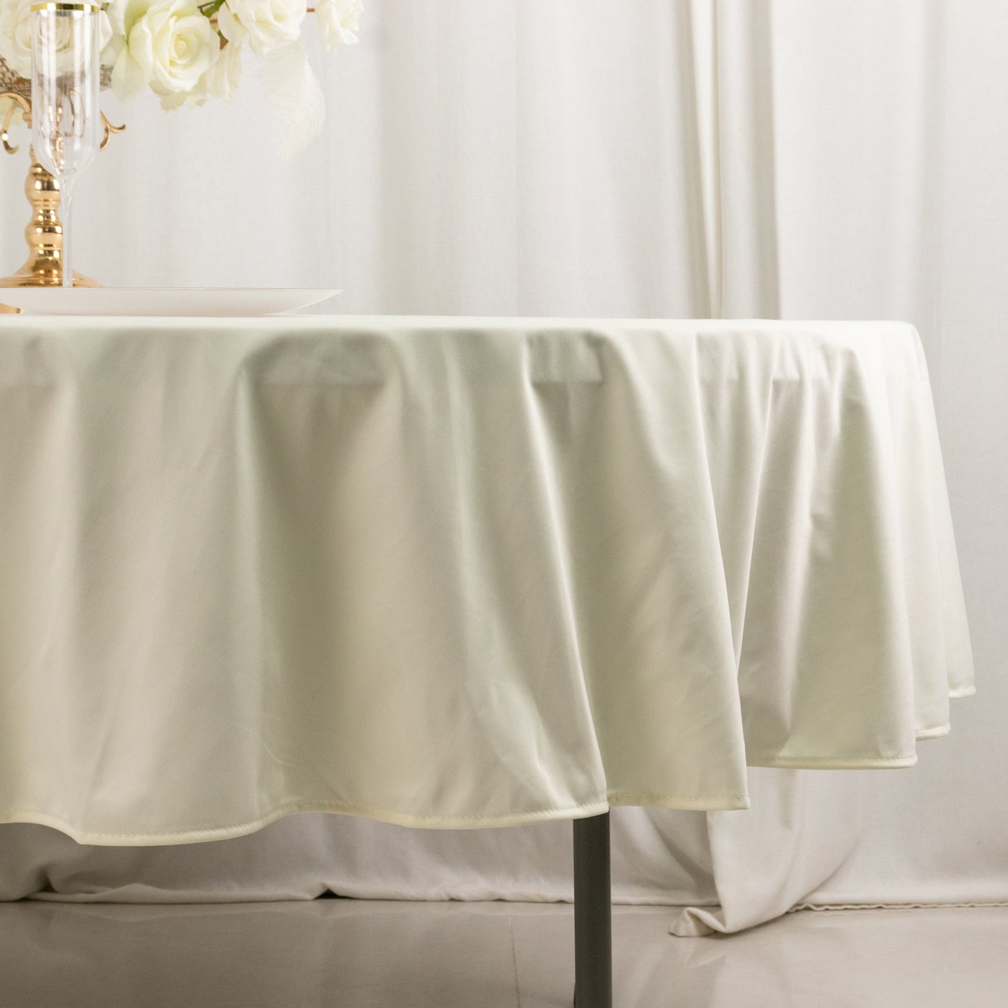 Scuba Round 90" Tablecloth Ivory - Wrinkle Free & Stain Resistant Table Cover