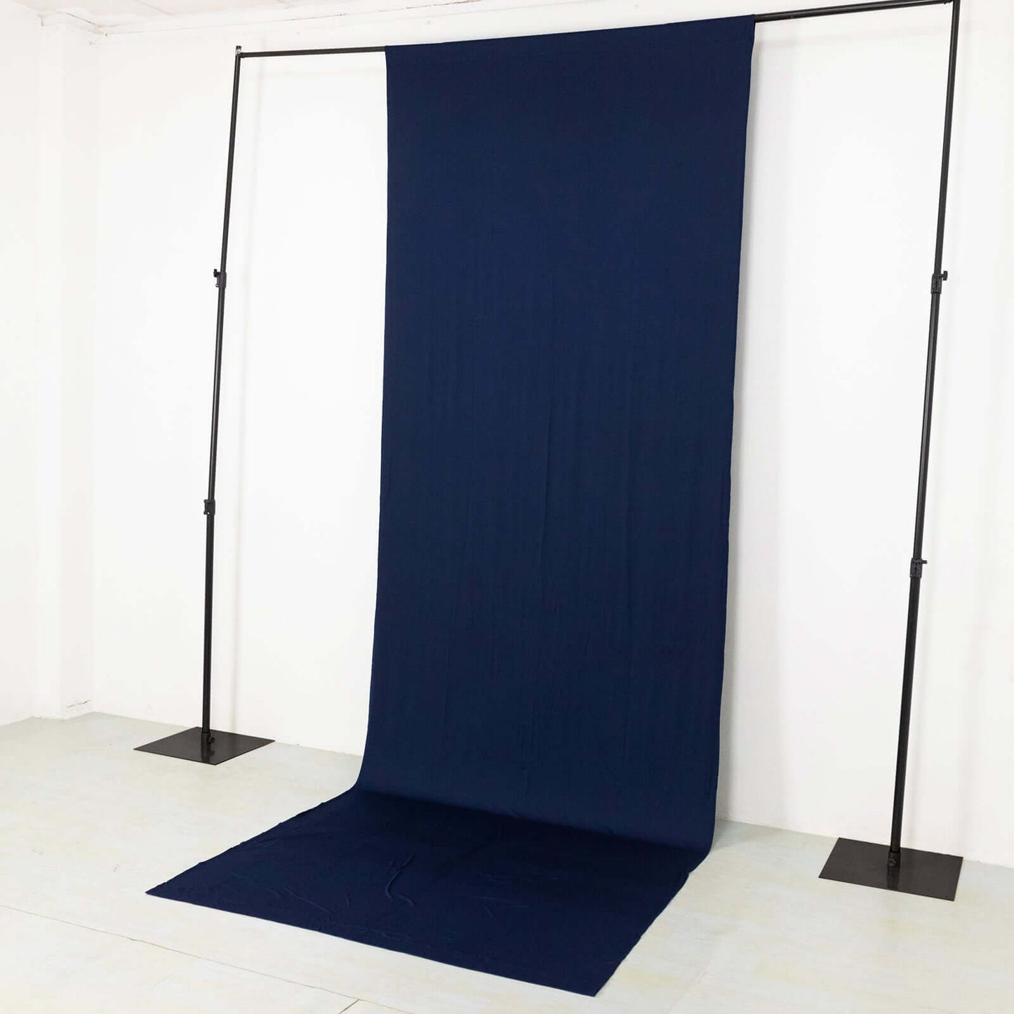 Navy Blue 4-Way Stretch Spandex Event Curtain Drapes, Wrinkle Free Backdrop Event Panel with Rod Pockets - 5ftx14ft