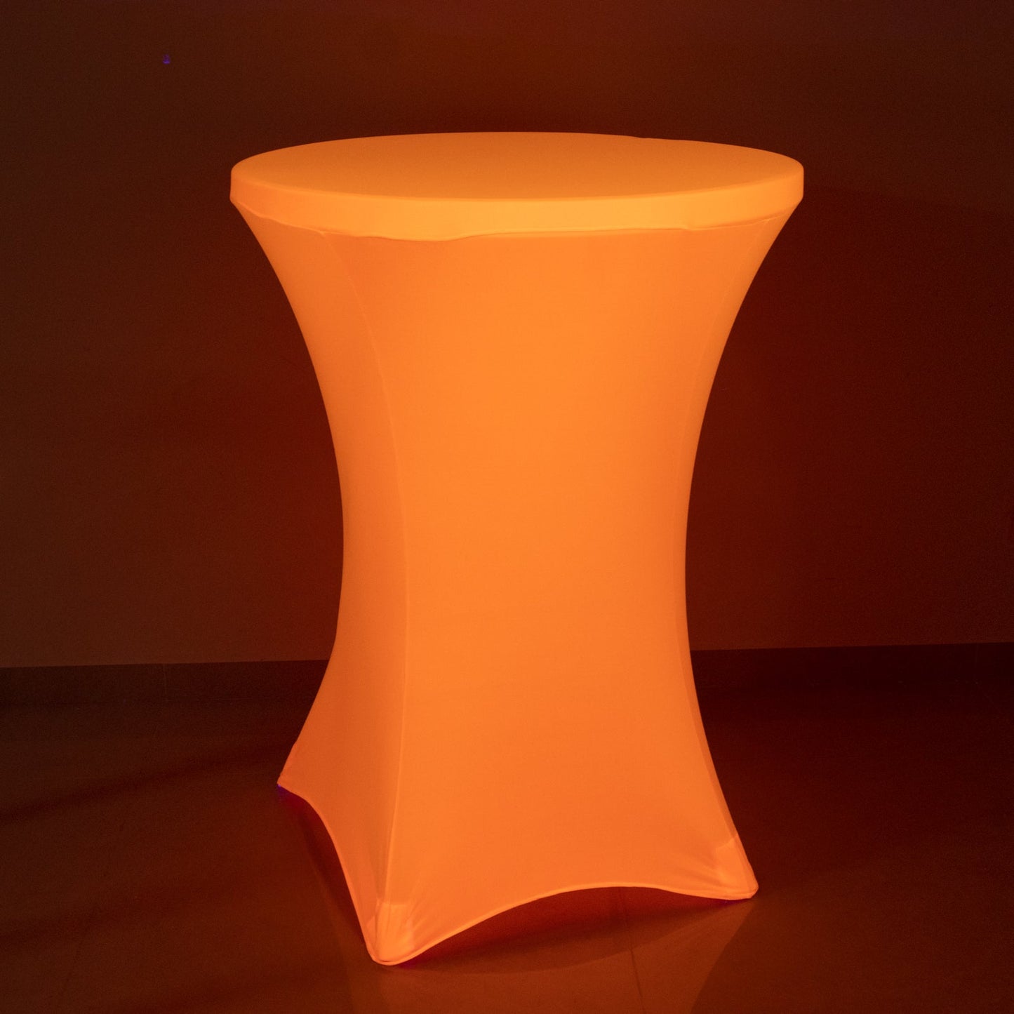 Glow Neon Orange Fitted Spandex Cocktail Tablecloth â€“ 30" Round, Wrinkle-Free Cover