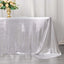 Sequin Dots Polyester 90"x132" Rectangle Tablecloth Shimmering Silver - Seamless, Glittering & Wrinkle Free Table Cover