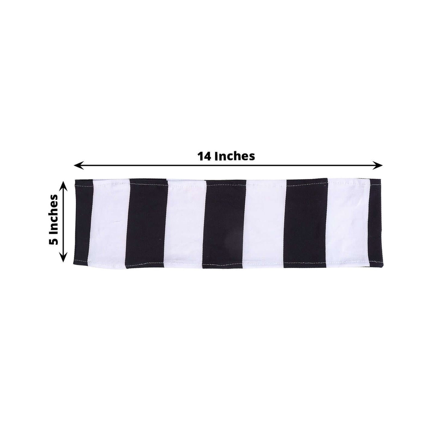 5 Pack Spandex Chair Sashes Black/White Vertical Stripes - Easy to Use & Wrinkle-Free Stretch Chair Bands for Stunning Tablescapes 5"x14"