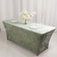 Crushed Velvet Fitted Rectangular 6ft Table Cover Sage Green - Wrinkle-Free Stretchy Tablecloth