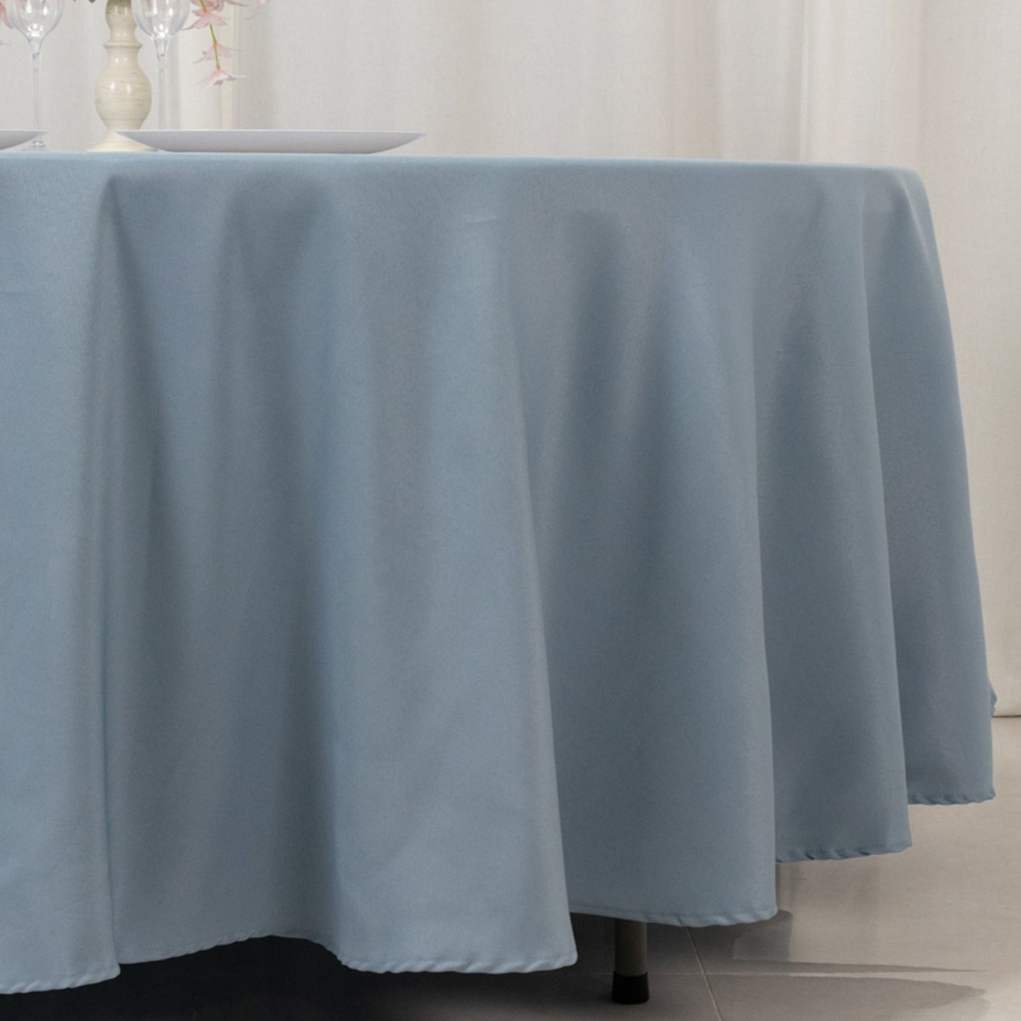 Premium Polyester 108" Round Tablecloth Dusty Blue - Wrinkle-Resistant 220GSM Table Cover