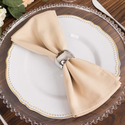 5 Pack Premium Polyester 20"x20" Napkins Beige - Wrinkle-Resistant & Durable Dinner Napkins