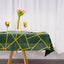 Polyester 54"x54" Square Tablecloth Hunter Emerald Green with Gold Foil Geometric Pattern - Wrinkle-Resistant & Durable Table Cover