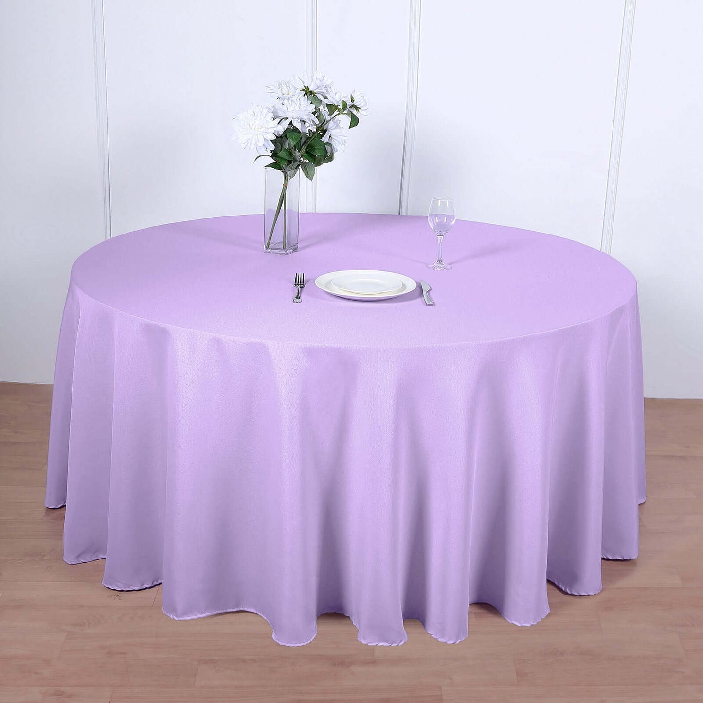 Polyester 120" Round Tablecloth Lavender Lilac - Seamless Wrinkle-Resistant Table Cover