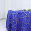 Polyester 120" Round Tablecloth Royal Blue with Gold Foil Geometric Pattern Wrinkle-Resistant Seamless Table Cover