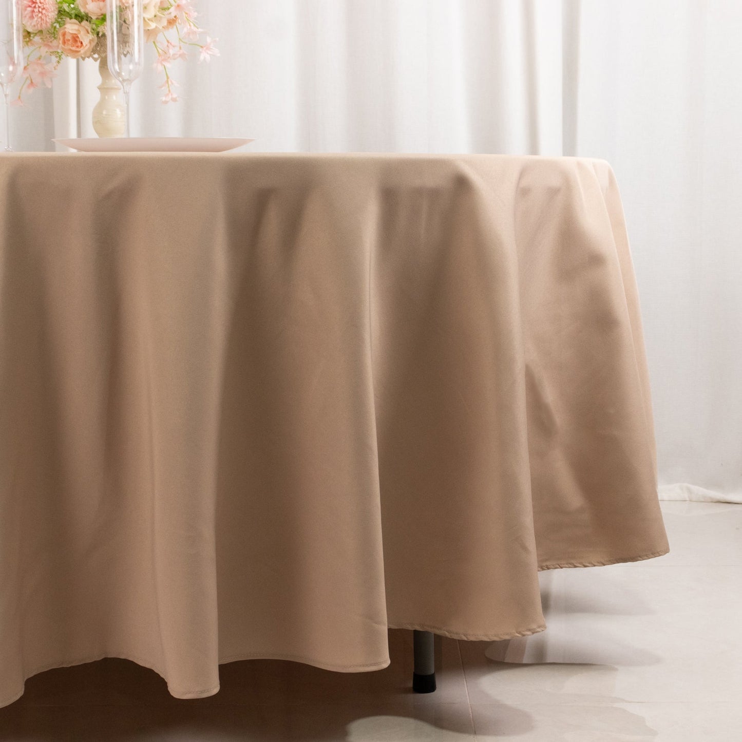 Premium Polyester 108" Round Tablecloth Nude - Wrinkle-Resistant 220GSM Table Cover