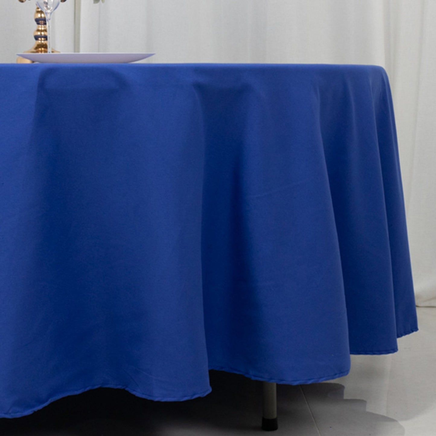Cotton Blend 108" Round Tablecloth Royal Blue - Wrinkle-Resistant Design