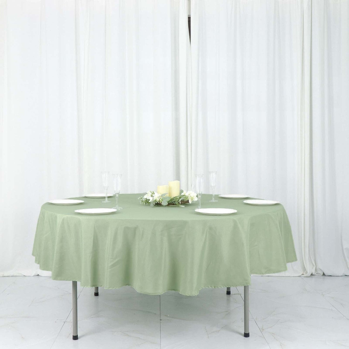 Polyester 90" Round Tablecloth Sage Green - Stain & Wrinkle-Resistant Table Cover