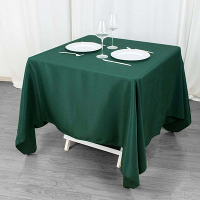 Premium Polyester Square Tablecloth 70"x70" Hunter Emerald Green 220GSM Wrinkle-Resistant Table Cover