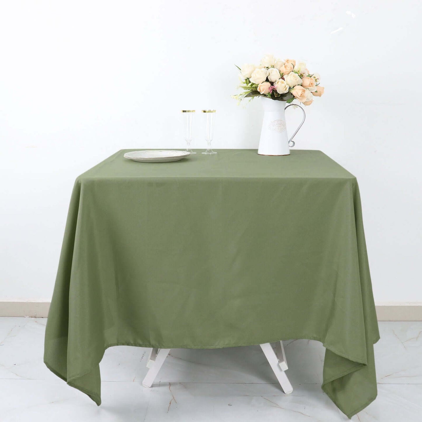 Polyester Square 70"x70" Tablecloth Dusty Sage Green - Wrinkle-Resistant & Durable Table Cover