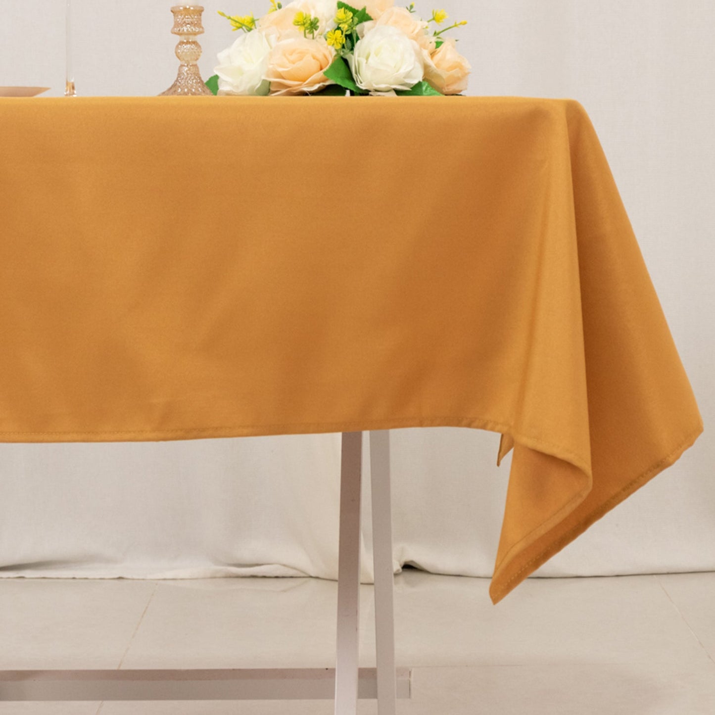 Premium Polyester 54"x54" Square Tablecloth Gold - Stain and Wrinkle-Resistant 220GSM Finish for Weddings & Events