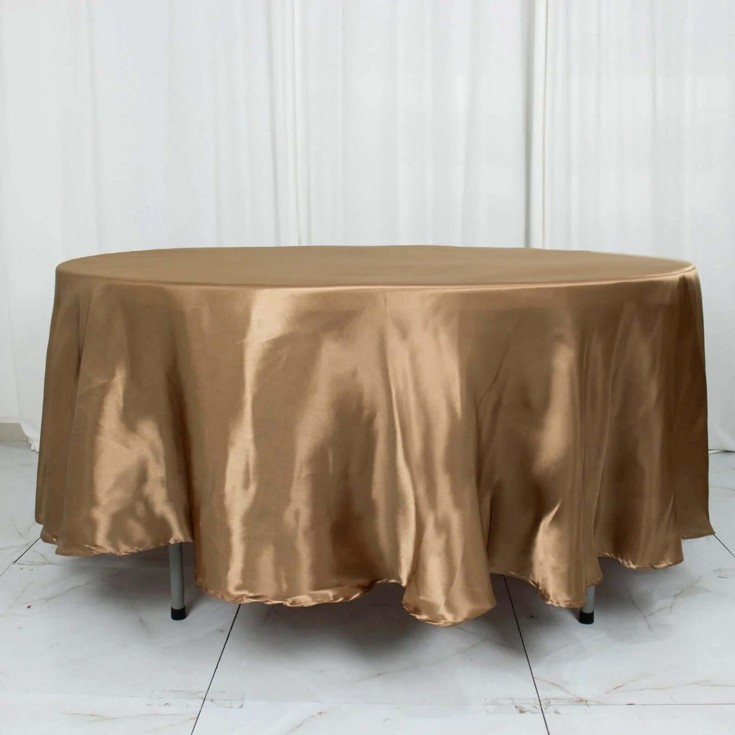 Satin 108" Round Tablecloth Taupe - Smooth and Lustrous Table Cover