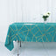 Polyester 60"x102" Rectangle Tablecloth Teal with Gold Foil Geometric Pattern - Wrinkle-Resistant & Durable Table Cover