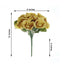 12" Gold Artificial Velvet-Like Fabric Rose Flower Bouquet Bush